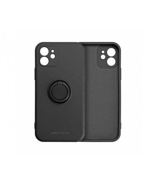 Husa Spate Roar Amber Compatibila Cu iPhone 13 Pro, Inel Metalic Pe Spate, Negru